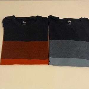 GAP Dual Colorblock Tees - Navy, Orange, Gray, Light Blue - Size Medium Men’s